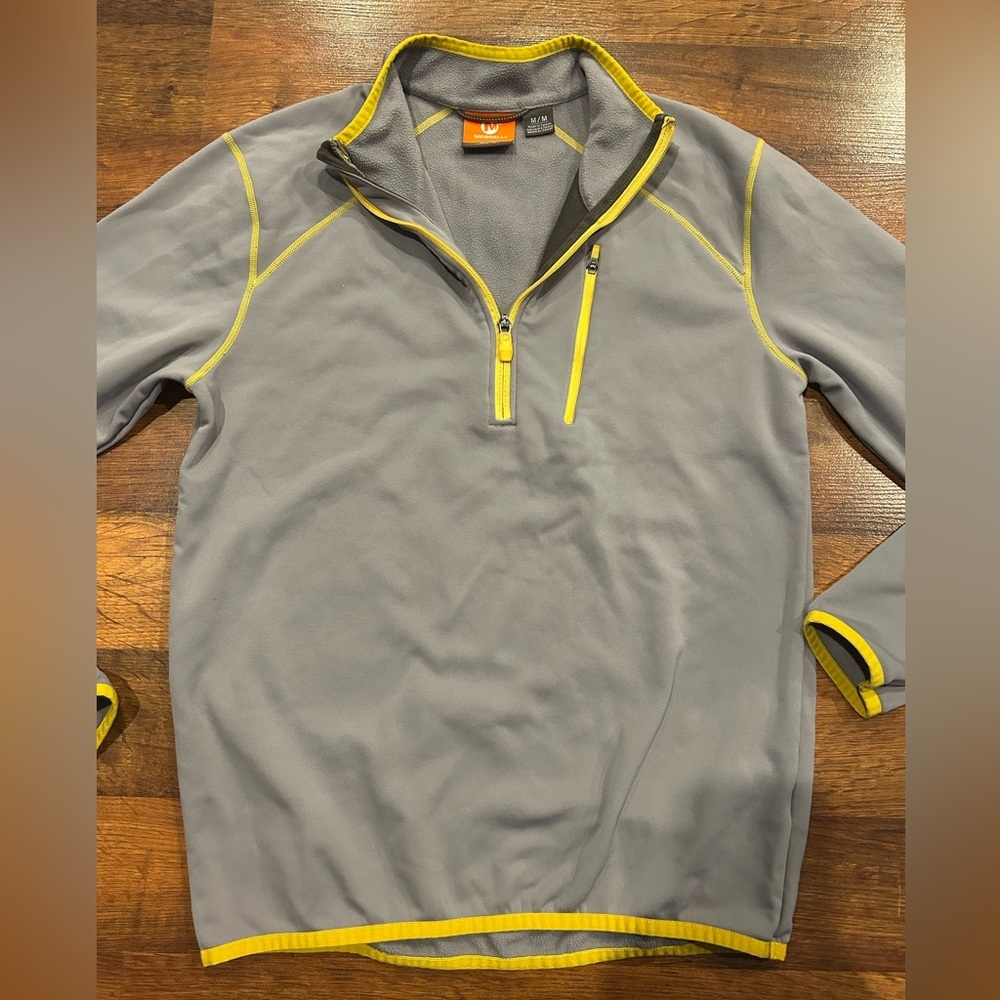 Merrell Select Regulate 1/4 Zip Up Fleece Pullover Gray Yellow Mens Size Medium